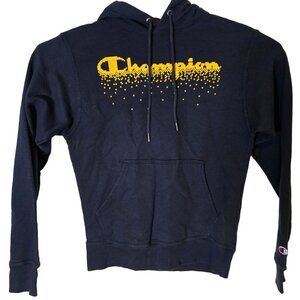 Champion Pullover Hooded Sweatshirt Size Small Men's Navy-Blue Drawstring Hoodie